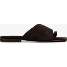 Valmenti Kadın Hakiki Deri Kahverengi Düz Terlik 1141 415 Bn Trlk Y26 Brown Suede