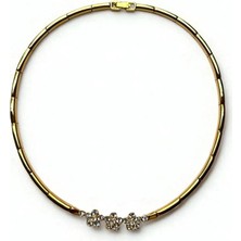 Petek Aksesuar Taşlı Çiçek Choker Tasma Kolye