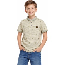 Mco Kids Erkek Çocuk Armalı Desenli Düğme Kapamalı Sarı Renk Polo Yaka Tişört
