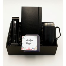 As Gift Siyah Defter & Siyah Bardak Termos & Siyah Roller Kalem Hediye Seti