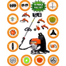 EISENN German 14 Parça Set Eb-520 Nero Motor Sırt Tipi Tırpan Toprak Eşeleme Akrobat Çapa Aparatı