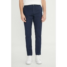 Altınyıldız Classics Erkek Lacivert Pamuklu Slim Fit Dar Kesim Yan Cepli Armürlü Esnek Casual Pantolon