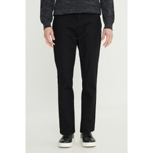 Altınyıldız Classics Erkek Siyah Pamuklu Slim Fit Dar Kesim Yan Cepli Armürlü Esnek Casual Pantolon