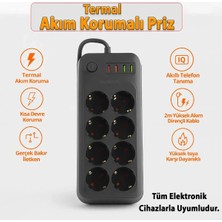 MiraLive Termal Akım Korumalı 8 Prizli Uzatma Kablosu