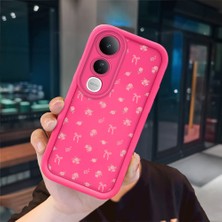 Ucuc Vivo V50 Lite 4g/5g Uyumlu Pembe Kırmızı Silikon Kılıf Darbeye Dayanıklı Kamera Koruma