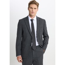Altınyıldız Classics Erkek Antrasit Taşınabilir Torbalı Slim Fit Mono Yaka Desenli Takım Elbise
