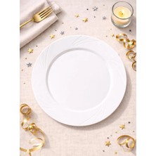 Parti Adresi Lüks Plastik Mika Tabak 6'lı 26 cm Beyaz
