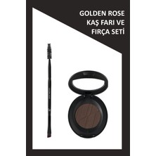 Golden Rose Eyebrow Brush - Kaş Fırçası ve Eyebrow Powder No: 106 Deep Brown - Kaş Farı Seti