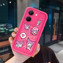 Ucuc Vivo Y27 5G/Y27S Uyumlu Pembe Kırmızı Silikon Kılıf Darbeye Dayanıklı Kamera Koruma
