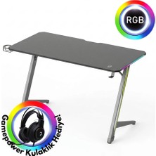 Viyero AXIS Z-Ayak RGB Aydınlatma Karbon-Fiber Oyuncu Masası 15mm 120x60x75cm GD-12002E-6-BLK