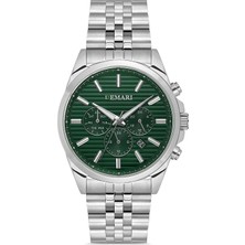 DEMARİ Erkek Kol Saati Quartz Mekanizma Full Fonksiyonlu – Gümüş Çelik Kasa Çizgili Yeşil Kadran DM-00113G-A10