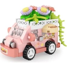 İlanib Ticaret LZ-8640 Loz Çiçek Arabası 160 Parça Block Oyuncak-Mini Poşet