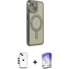 Marsilyan™- iPhone 14 Kılıf Zirve Doku Prime - Siyah Bilvis 5in1 3D Magic Cam Ekran Koruyucu + Yeşil Shine Kamera Lens