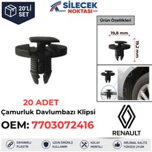 Silecek Noktası Renault Çamurluk Davlumbaz Klipsi 20 Adet 7703072416