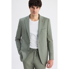 Twn Slim Fit Haki Armürlü Kumaş Ceket 6EC04BB01474M