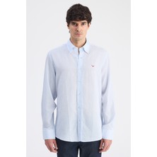 D'S Damat Ds Damat Comfort Mavi Çizgili Gömlek 6HC02G816304M