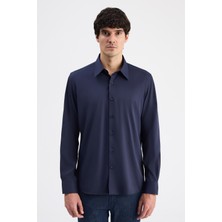 Twn Slim Fit Lacivert Düz Travel Gömlek 6EF02AD10288M