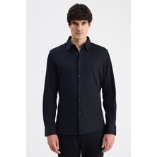 D'S Damat Ds Damat Slim Fit Siyah Örme Gömlek 6HF02G801281M