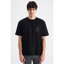 Twn Relaxed Fit Siyah Düz T-Shirt 6EC146171620M