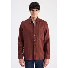 D'S Damat Ds Damat Comfort Pas Düz %100 Keten Gömlek 6HC02AP01304M