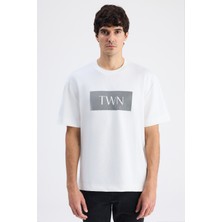 Twn Relaxed Fit Ekru Düz T-Shirt 6EC146171620M