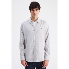 D'S Damat Ds Damat Comfort Vizon Çizgili Gömlek 6HC02G816304M