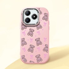 Ucuc Realme C63 4G/C61 Uyumlu Darbe Emici Kamera Korumalı Pembe Silikon Özel Baskı Desenli Kılıf