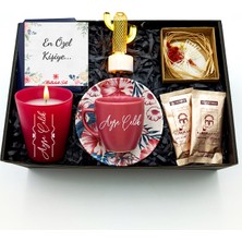 As Gift Kişiye Özel Pembe Fincan & Pembe Bardak Mum & Türk Kahvesi & Kaktüs LED Işıklı Lamba & Kokulu Sabun Hediye Seti