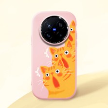 Ucuc Vivo X200 Pro Uyumlu Darbe Emici Kamera Korumalı Pembe Silikon Özel Baskı Desenli Kılıf