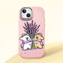 Ucuc iPhone 14 Plus/15 Plus Uyumlu Darbe Emici Kamera Korumalı Pembe Silikon Özel Baskı Desenli Kılıf