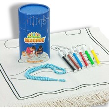 MYBEDESTEN Çocuklara Özel Yıkanabilir Boyamalı Seccade Set -Mavi