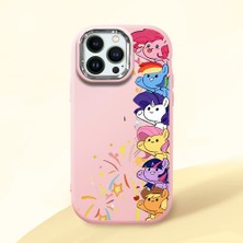 Ucuc iPhone 12 Pro Max Uyumlu Darbe Emici Kamera Korumalı Pembe Silikon Özel Baskı Desenli Kılıf