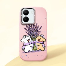 Ucuc Vivo Y27 5G/Y27S Uyumlu Darbe Emici Kamera Korumalı Pembe Silikon Özel Baskı Desenli Kılıf