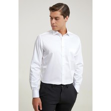D'S Damat Ds Damat Regular Fit Beyaz Düz Gömlek 6HE02DY05289M