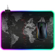 Pileli Store Ally Dünya Desenli Rgb LED Işıklı Oyuncu Mouse Pad 300*250*4MM-(5775)