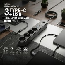 İlanib Ticaret Termal Akım Korumalı 4 Prizli USB Girişli Uzatma Kablosu