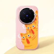 Ucuc Vivo X300 Pro Uyumlu Darbe Emici Kamera Korumalı Pembe Silikon Özel Baskı Desenli Kılıf