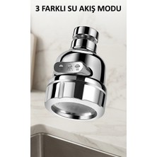 İlanib Ticaret Döner Başlıklı Su Tasarruflu Krom Musluk Ucu 3 Fonksiyonlu Lavabo Aparatı