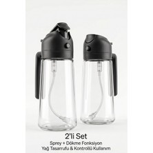  2’li cam sprey yağdanlık 490 ml – çift fonksiyonlu (sprey & dökme) yağ şişesi | airfryer, salata ve ızgara ıçin yağ spreyi
