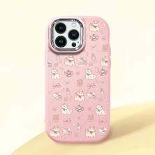 Ucuc iPhone 14 Pro Max Uyumlu Darbe Emici Kamera Korumalı Pembe Silikon Özel Baskı Desenli Kılıf