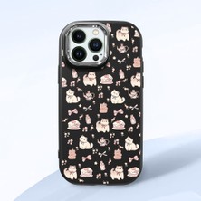 Ucuc iPhone 12 Pro Max Uyumlu Darbe Emici Kamera Korumalı Siyah Silikon Özel Baskı Desenli Kılıf