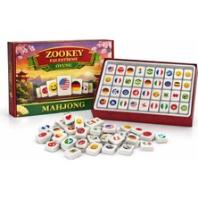 Zookey Mahjong Bayrak & Emoji Temalı, Kaydırma, Eşleştirme, Dikkat Geliştiren ve Tiktok Fenomen Oyunu 2 Oyuncu 73 Taş
