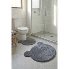 Dekozer Ayıcık Şekilli 2’li Paspas Takımı Banyo, Çocuk-Yatak Odası|kaymaz Taban, Yumuşak,yıkanabilir