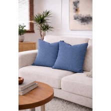 Goccia Home 2'li Keten Görünümlü Kırlent Kılıfı Fermuarlı Modern Dekoratif Yastık Kılıfı