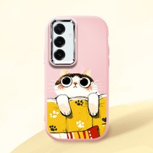 Ucuc Samsung Galaxy S25 Plus Uyumlu Darbe Emici Kamera Korumalı Pembe Silikon Özel Baskı Desenli Kılıf