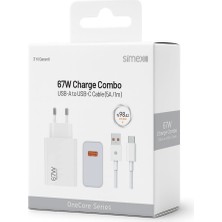 Simex Xiaomi Redmi Poco Uyumlu 67W Type-C Turbo Şarj Aleti Cihazı Seti 67 Watt Ce Belgeli - Sps-20