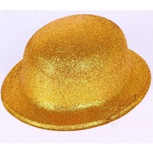 Luord-Store Altın Renk Yuvarlak Simli Plastik Parti Şapkası
