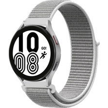 Zayka Mey Ithalat®  Samsung Galaxy Watch 4 Hasırlı Cırtcırtlı Kordon - Beyaz
