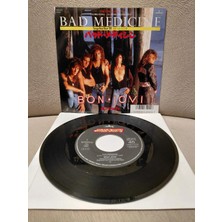 Plakperest Bon Jovi  –  Bad Medicine - 1988  Japonya Basım 45LIK Plak-2.el
