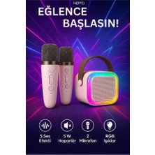 Neffo Karaoke Seti Çift Mikrofonlu Bluetooth Hoparlör Eğlence Seti Çocuk Eğlence Etkinlik